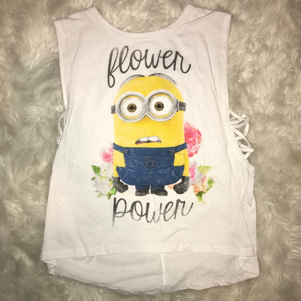 "flower power" minion tank top